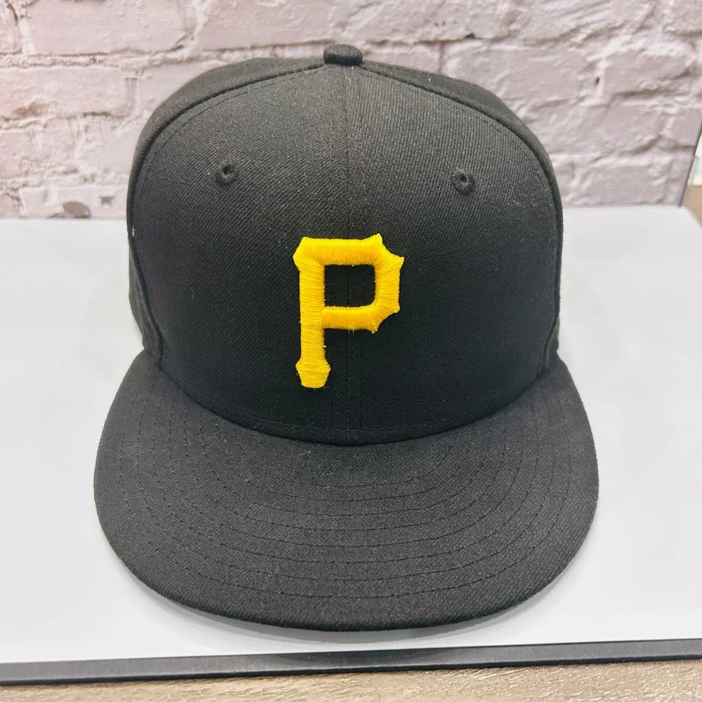 New Era 59FIFTY Pittsburgh Pirates Hat Mens 7 5/8 Black MLB On‎ Field Fitted